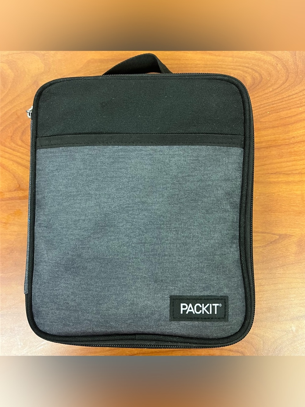 PackIt Freezable Lunchbox/Cooler Black & Gray Front Pocket Office School Daycare
